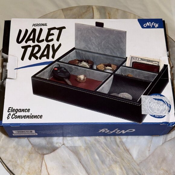 Valet Tray Gentlemans Personal Organizer NEW w Box Nifty Gift Fathers Day Dad - Picture 8 of 10